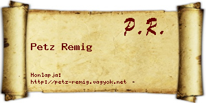Petz Remig névjegykártya
